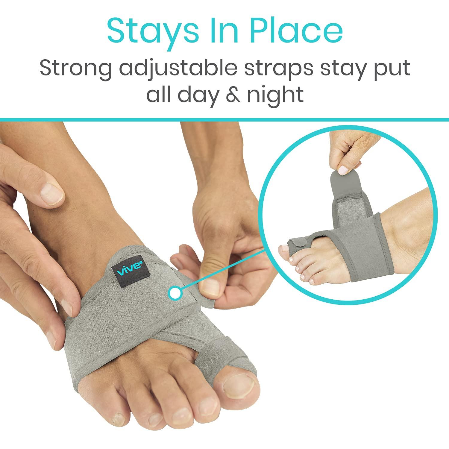 VIVE Vive Bunion Brace (Pair) - Big Toe Corrector Straightener with Splint - Hallux Valgus Pad, Joint Pain Relief, Alignment Treatment - Orthopedic Sleeve Foot Wrap Support for Men and Women (Gray)