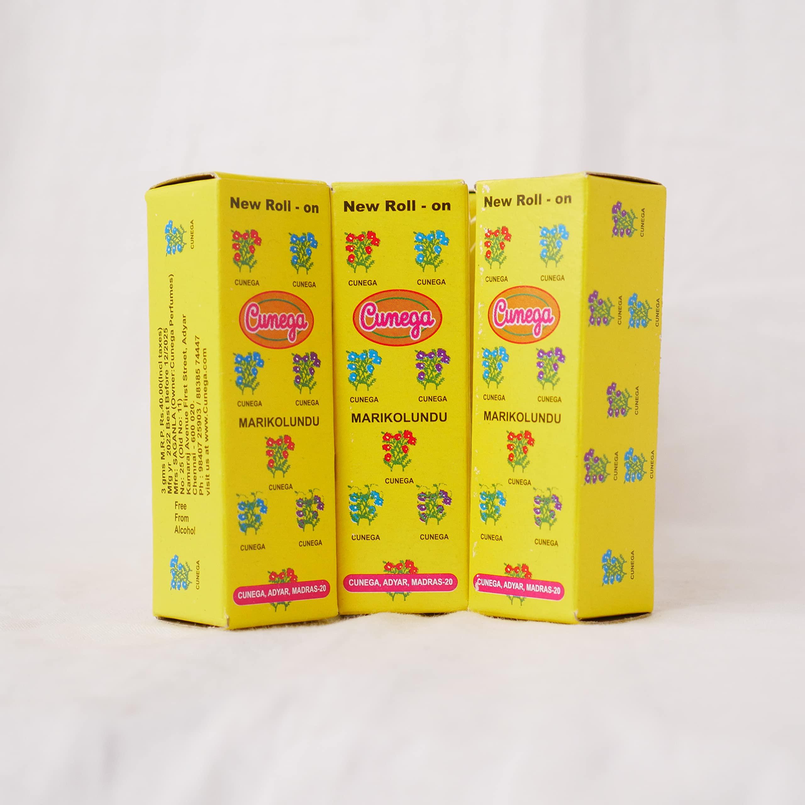 Cunega Marikolundu Oil (South Indian Davana/Marikolundhu/Marikolunthu) - 3pcs x 3g Roll on