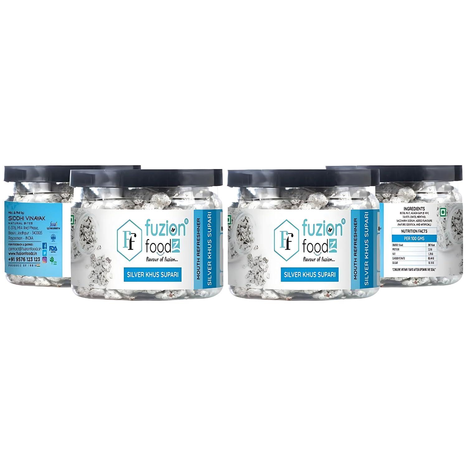 Fuzion Foodz Fuzion Foodz Silver Khus Supari - Mouth Freshener- Sliver Coated Soft Supari Mukhwas - 55 g Each - Pack of 4 (55 g x 4)