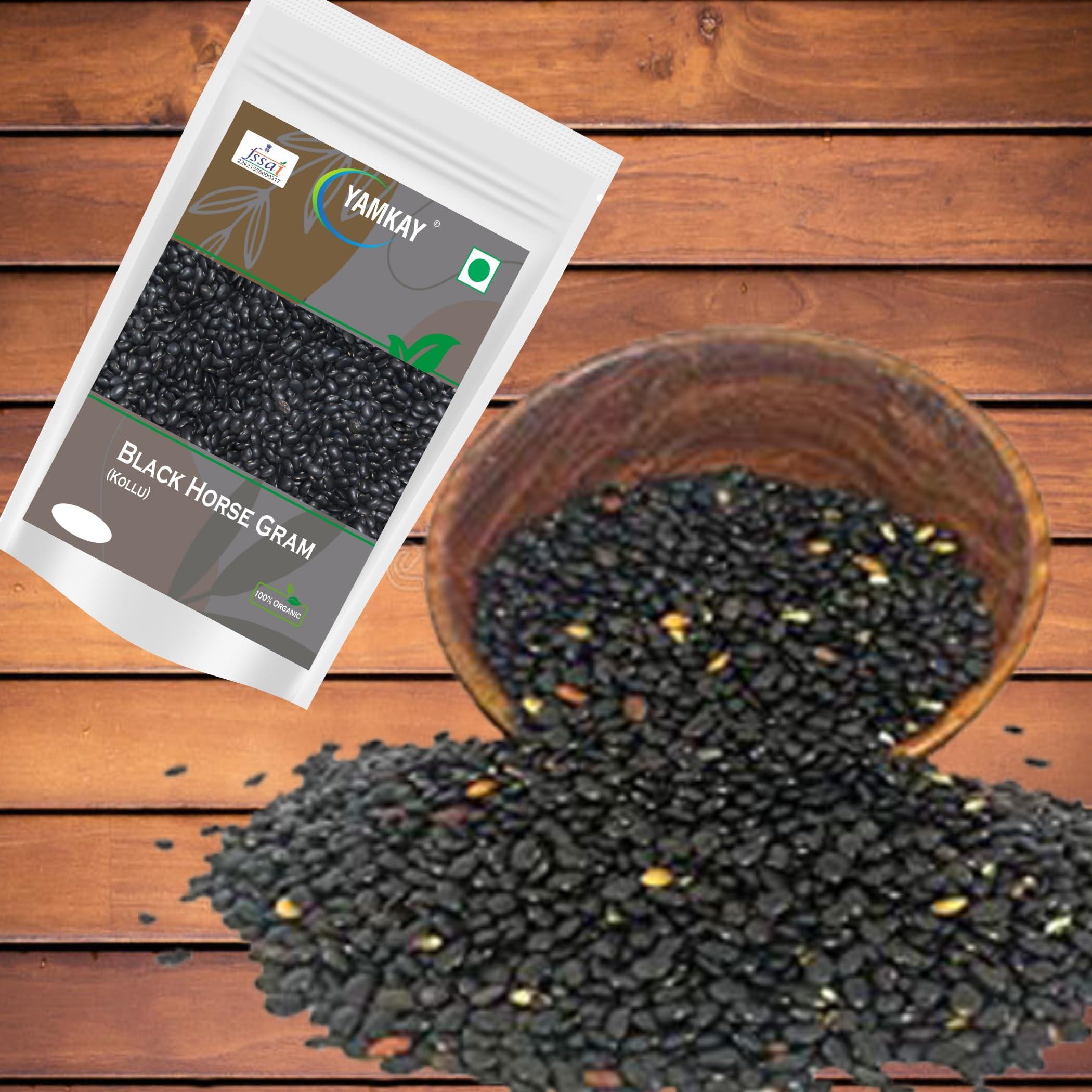 YAMKAY Yamkay Organic Black Horse Gram Karuppu Kaanam Kollu Kollu Vulavalu Horse Gram Kulthi Dal Kurthi Dal 500 gm