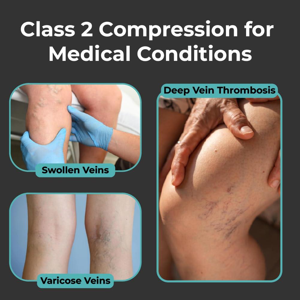 Healthshine Healthshine Class 2 Medical Compression Stocking Knee Length | Soothing Relief for Swollen, Tired Legs | Varicose Vein Socks for Men & Women | Pocket-Friendly in Medium Size | CE, ISO Certified