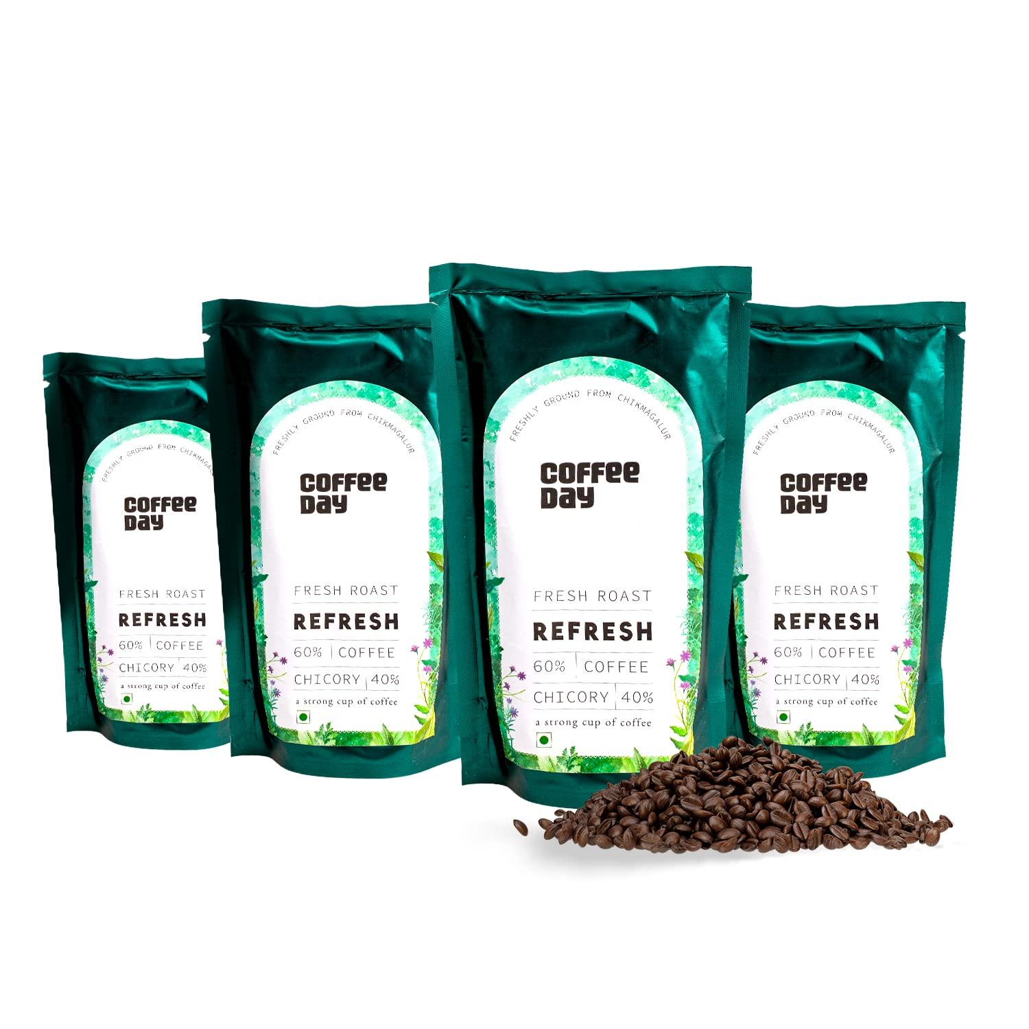 Cafe Coffee Day Cafe Coffee Day - Refresh, Bag 200 Gm Each (Pack Of 4) | Filter Coffee Powder | 60% Coffee & 40% Chicory, Medium To Dark Roast