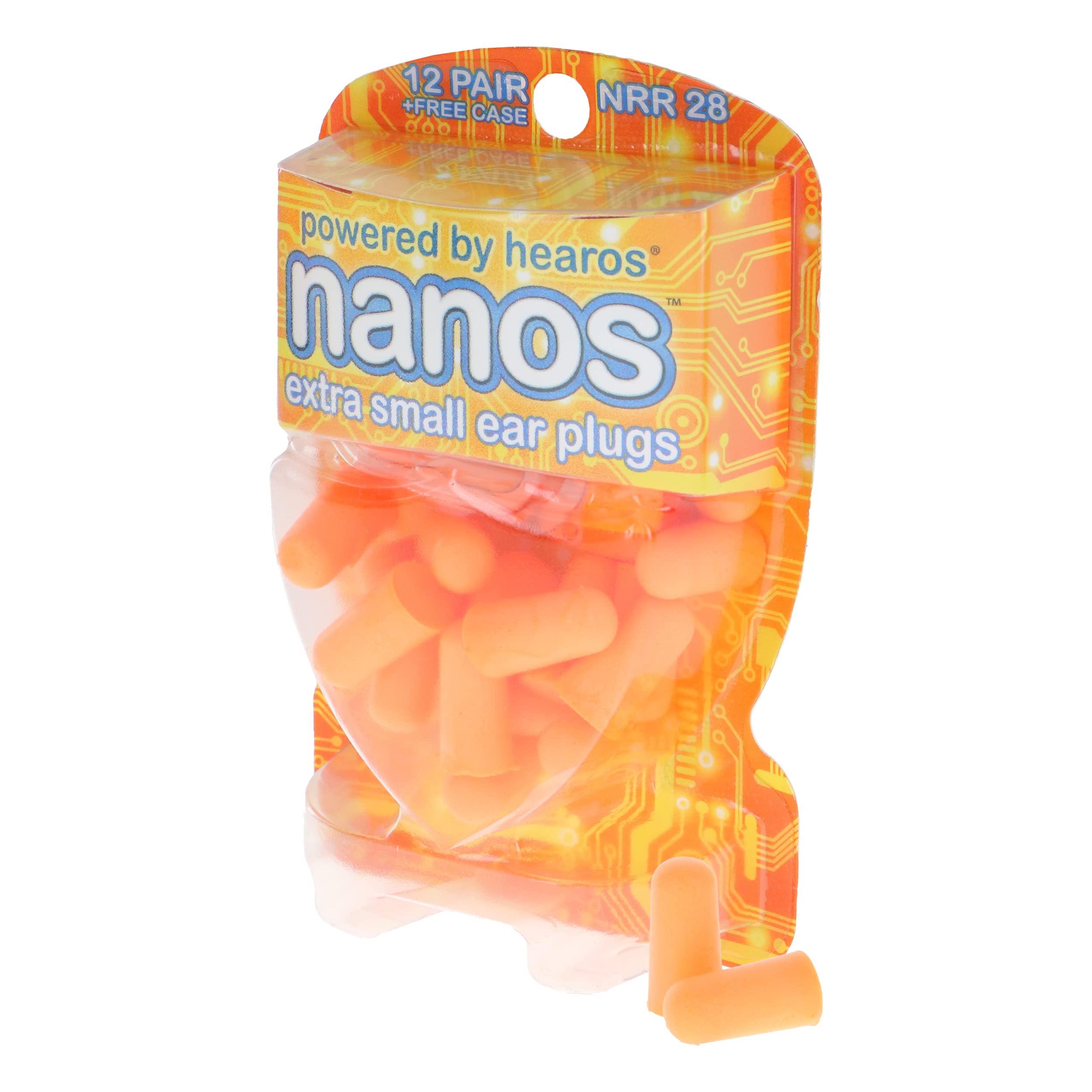 HEAROS Hearos Nanos Extra Small Ear Plugs, NRR 28, 12 Pair, Orange (5890)