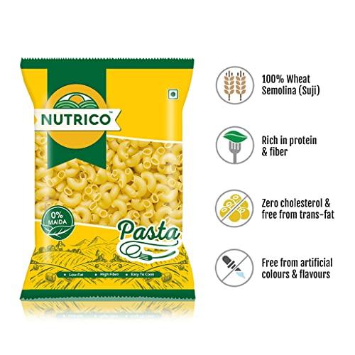 Nutrico Nutrico Macaroni Pasta, 1 kg, made with 100% Suji, 0% Maida, High Protein Elbow, Pure Natural Durum Wheat, Rich In Fiber, Vegan, Non-GMO
