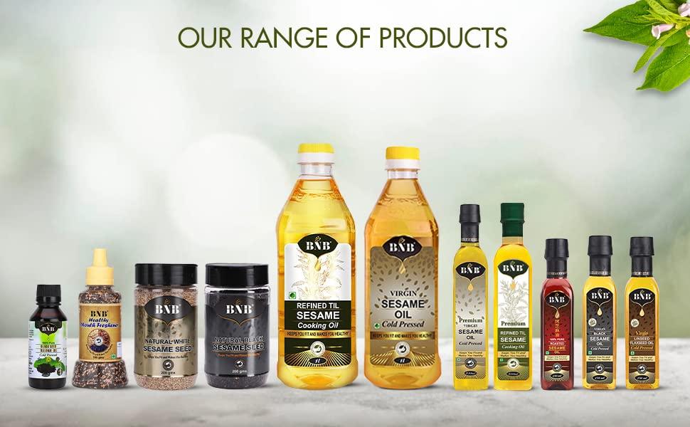BNB BNB Refined Sesame Oil | Til Oil | Gingelly Oil | Healthy Cooking Oil |Deep Frying Oil | Daily Use| Low Trans-Fat | Non-Sticky | Neutral Flavour | 2 Litre