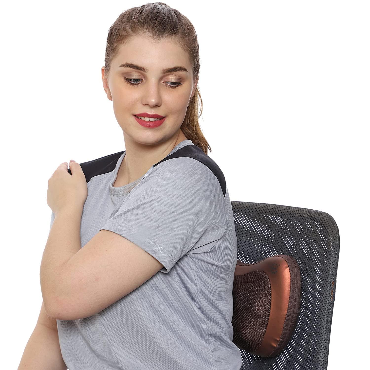 HENTJ HENTJ Back & Neck Kneading Massage Pillow for Complete Relaxation with AC Adaptor Corded Electric & Car Charger, Multicolor