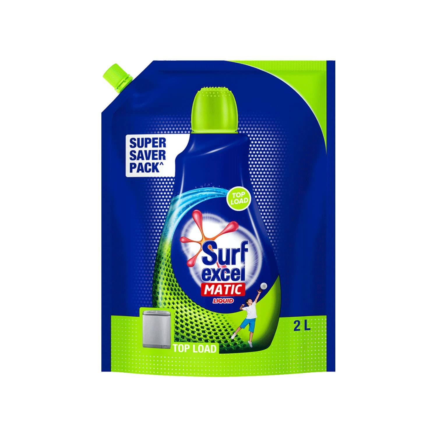 Surf Excel Surf Excel Easy Wash Detergent Powder, 5 Kg & Matic Top Load Liquid Detergent 2 L Refill, Designed For Tough Stain Removal on Laundry in Washing Machines - Super Saver Offer Pack