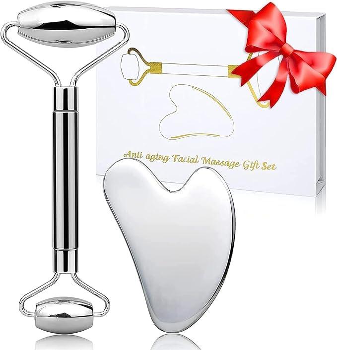 ACUWORLD ACUWORLD Gua Sha Facial Tools Stainless Steel - Gua Sha Face Massage Metal Tool - Stainless Steel Facial Massager for Skincare - Gua Sha Metal Tool for Face Lifting