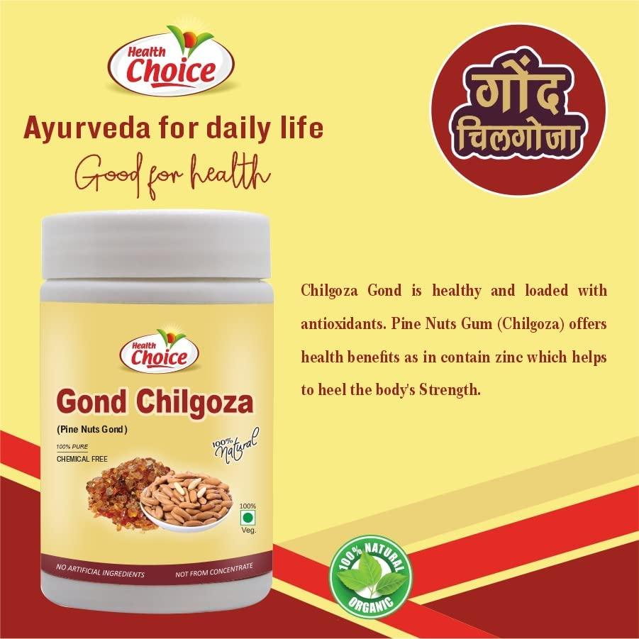 HEALTHCHOICE Health Choice Gond Chilgoza | A Natural Raw Herbs, With The Goodness Of Chilgoze | Chilgoja | Made With Dry Fruit (Pine Nuts) Botanical Gum, 120g- Pack of 4 (Pine Nut Gum)