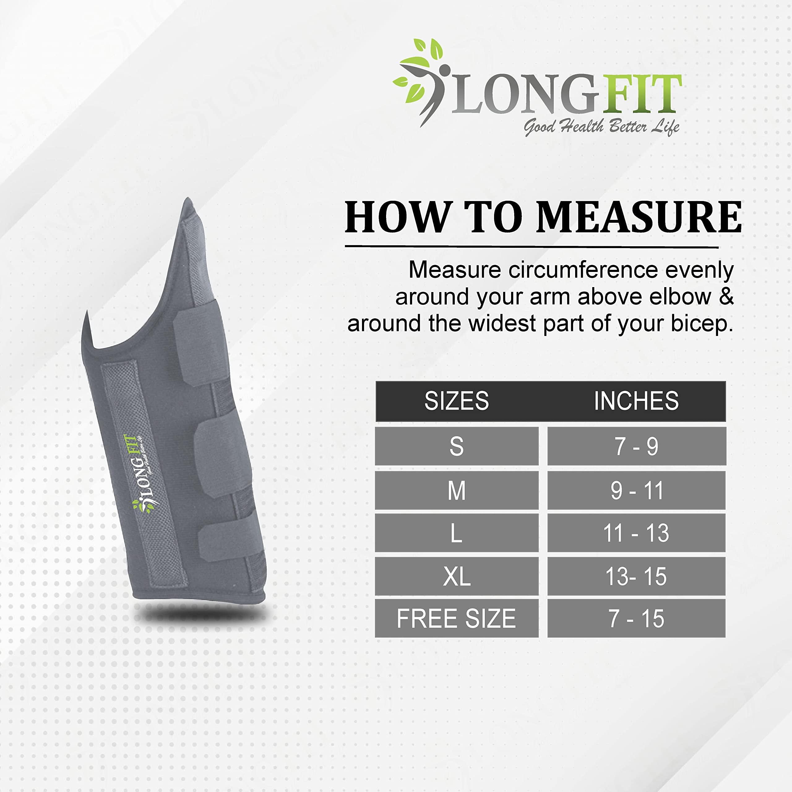 Longfit Longfit Humeral Brace Arm Support Humerus Fracture Brace for Men, Women & Adults (XL, Black)