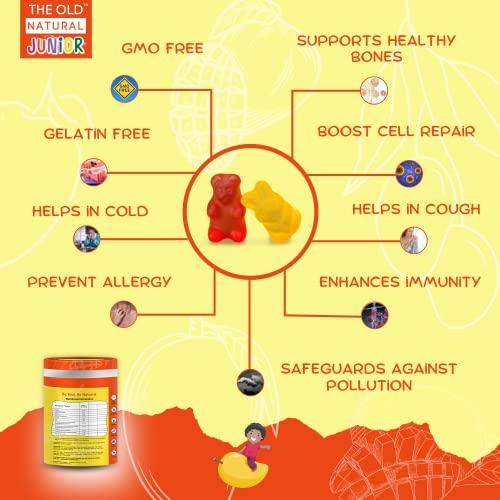 The Old Natural The Old Natural Immuno Booster Fruit Pectin Gummies Perfect Immune Blend With Elderberry Extract, Blueberry Extract, Vitamin C, Vitamin E & Zinc - Tempting Tangy Mango Flavour (Pack of 5-150 Gummies)
