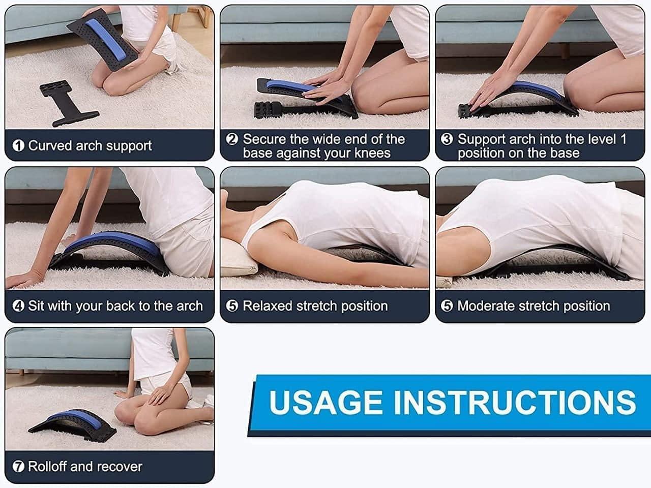 ERICHSEN Back Stretcher Device for Bed Chair & Car, Multi-Level Lumbar Support Spine Board for Lower and Upper back Muscle pain relief With straps, Doctor Recommended