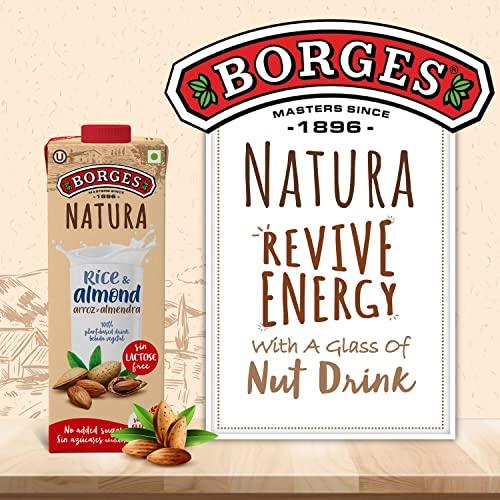 Borges Borges Natura Rice & Almond Drink | 100% Plant Based Milk, Gluten Free, Vegan Milk, Lactose Free, Dairy Free | No Added Sugar | No Added Preservatives - 1 Liter