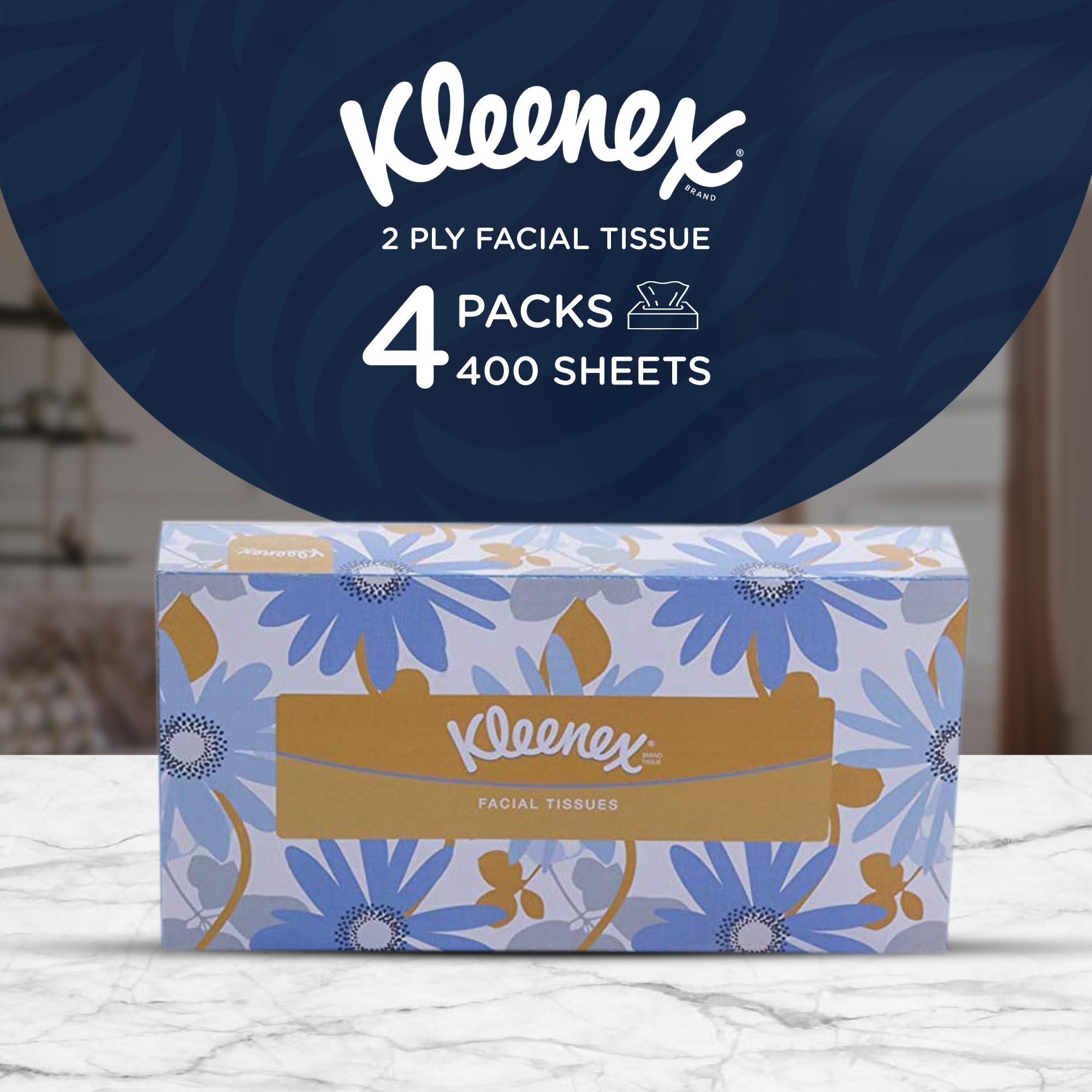 Kleenex KLEENEX® Facial Tissue Box 60036-2 ply Flat Box Facial Tissue - 4 Tissue Boxes x 100 Face Tissues - Sheet Size 20 x 20 cm (400 facial tissue)
