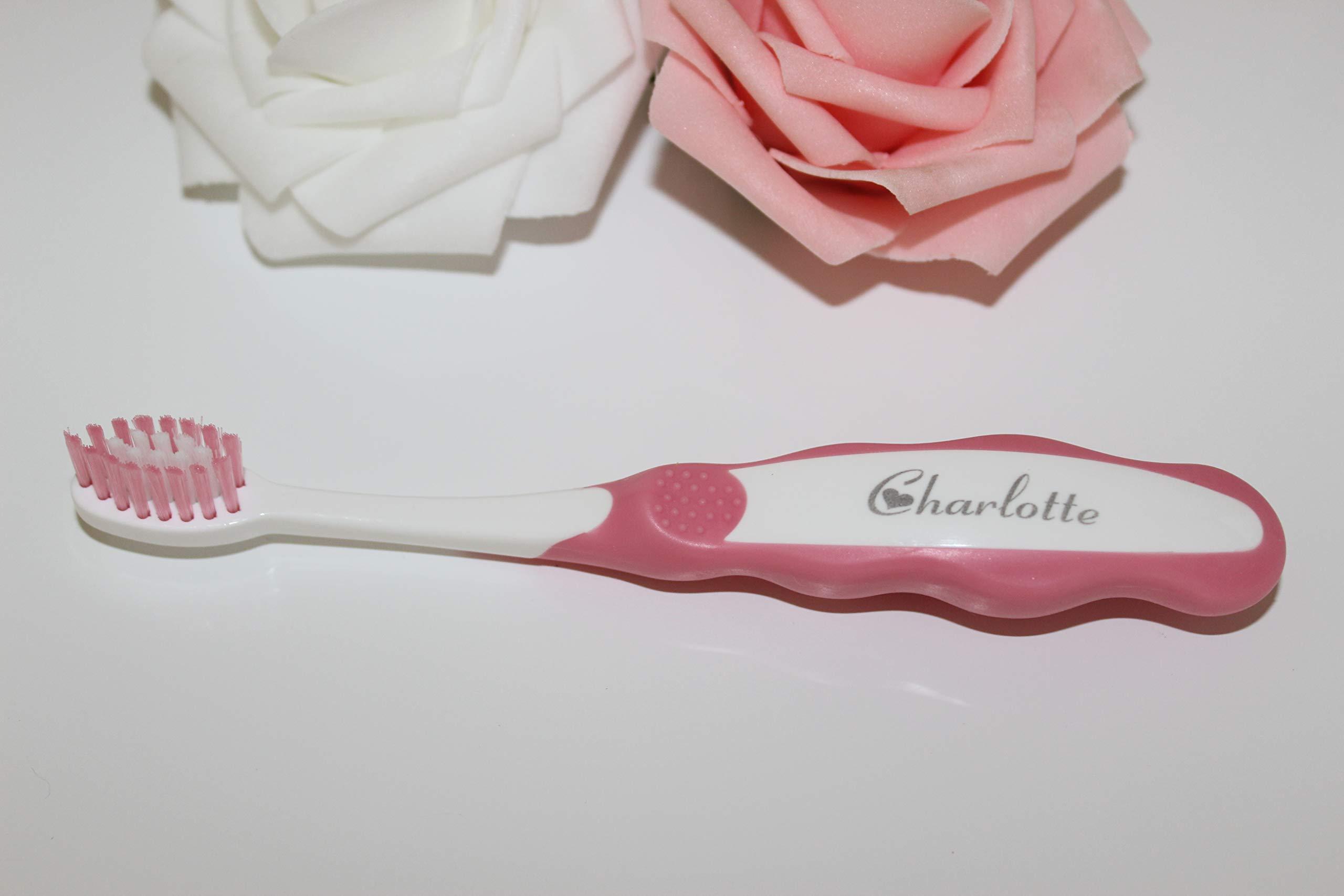 Precious Gift Company Personalized Toothbrush Kids Manual Toothbrush Age 2-6 4 Color Variety Pack Any Name/Message Engraved 4 Pack - Personalized Gift