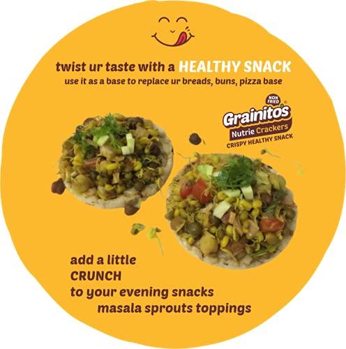 Grainito's Nutrie Crackers Multi grain Puffed Rice Cake with Seeds Oats and Soya (Garlic) Most Popular pack of 2