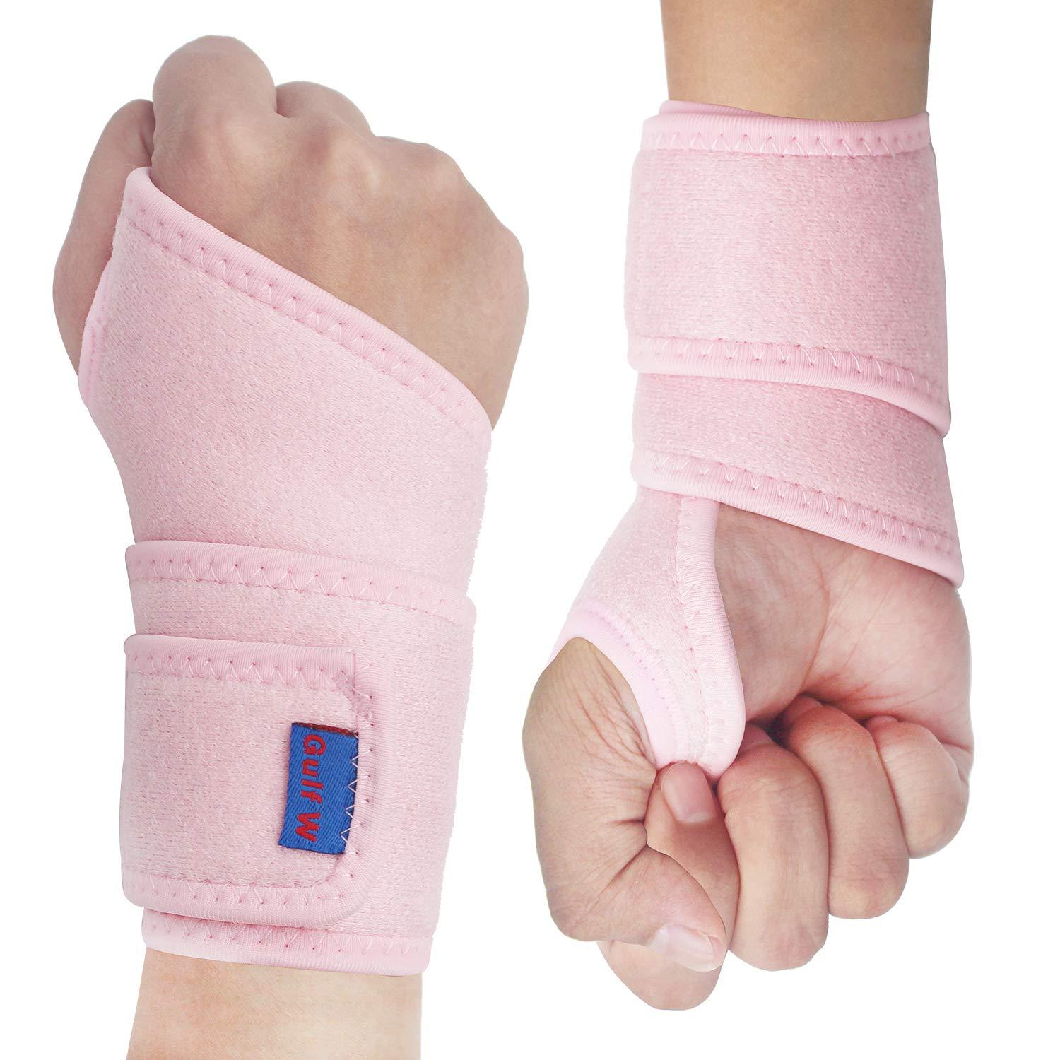 Gulf W Gulf W Wrist Support Brace, Adjustable Wrist Strap Reversible Wrist Brace for Sports Protecting/Tendonitis Pain Relief/Carpal Tunnel/Arthritis/Injury Recovery, Right&Left Hand Available (Pink)