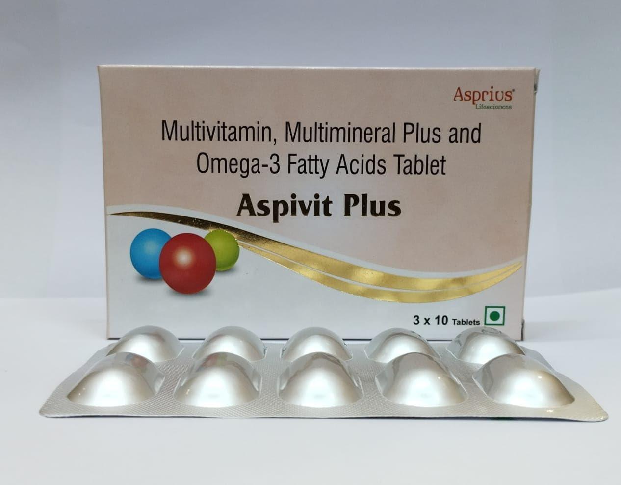 Asprius Multivitamin Tablets, Multi-minerals and Ginseng Extract, Enhances Energy, Stamina & Immunity Booster with Omega-3 Fatty Acids -30veg Tablets