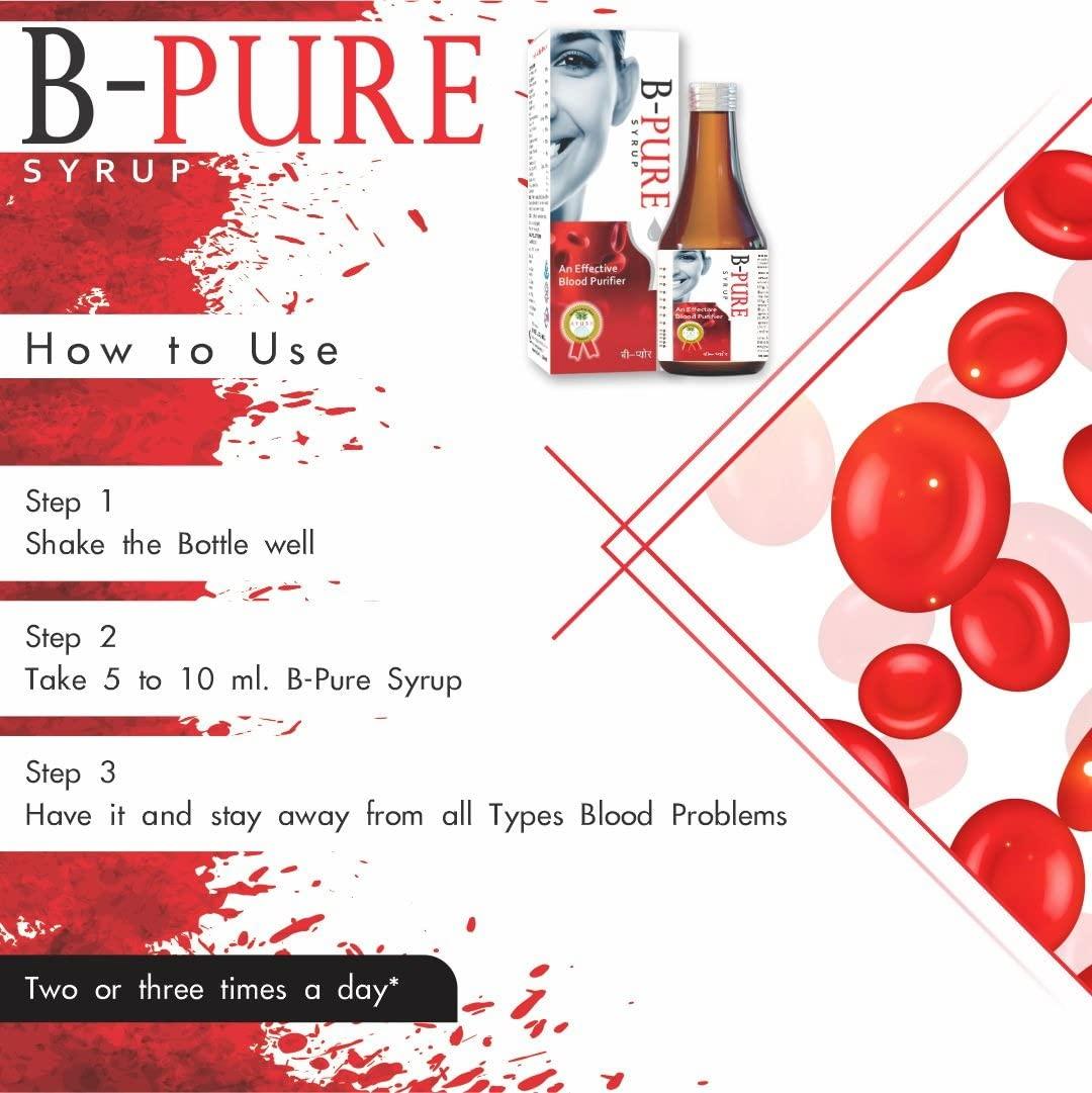 Drugs Laboratories Drugs Laboratories B.Pure Blood Purifier 450ml Syrup/Reduces Pimples and blemishes| Prevents Acne | Remove Allergy 100% Safe, Ayurvedic Formula for Glowing Pimple free skin