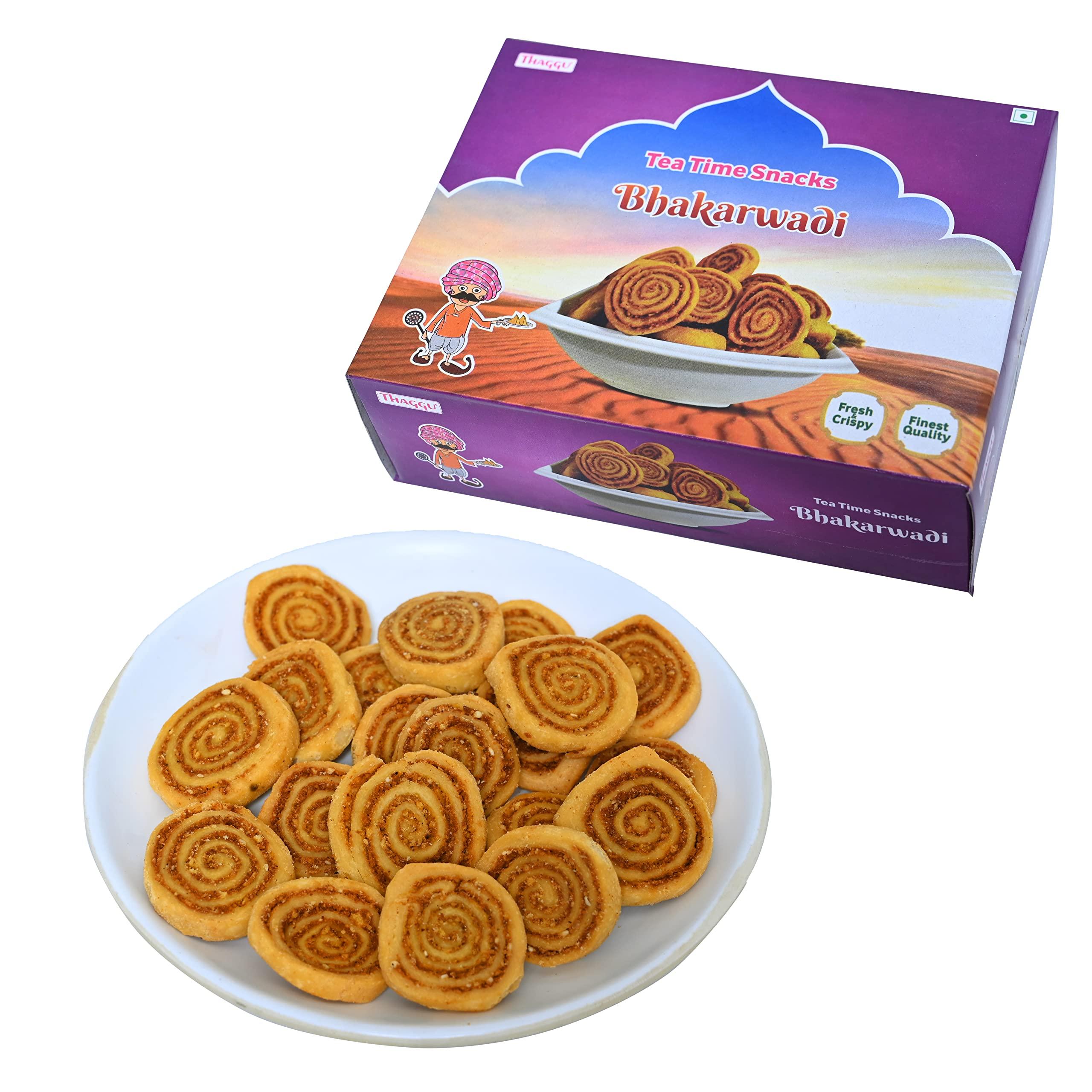 THAGGU THAGGU Gujarati Style Big Bhakarwadi Snacks (Crunchy, Light and Flavourful)| 250 Gm Pack BHAKARWADI | Indian Namkeen