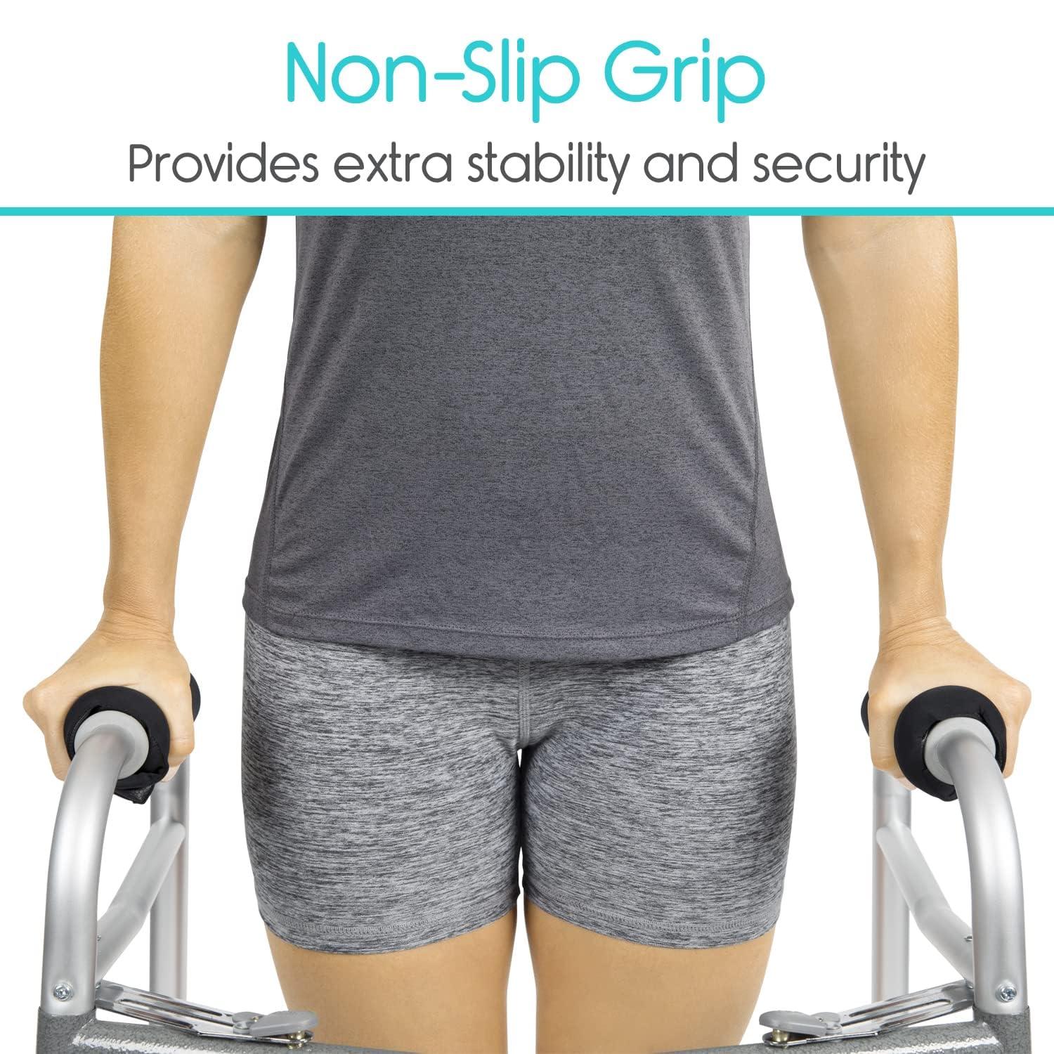 VIVE Walker Padded Hand Grip Covers by Vive - Soft Cushion Padding Medical Accessories for Folding Rolling Walker, Rollator Handle, Senior, Elderly Grippers - Crutch Handle Pads - Mobility.