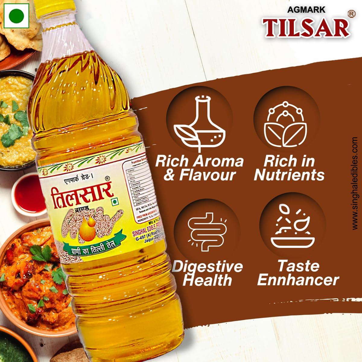 TILSAR Tilsar 500ml Ghani White Sesame Oil (Kolhu/Chekku Filtered Til Oil / Gingelly Oil) - 500ml