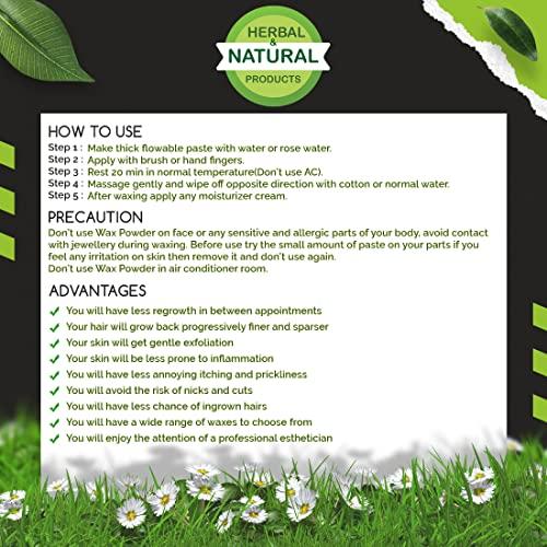 Natural and Herbal Products Waxing Powder for instant Hair Removal wax powder for All Types of Hair & Skin, Hands, Legs, Underarms, Bikini (Private Part) Area Unisex adult, Herbal Wax Powder for Women & Men, Multani(100 Gram)