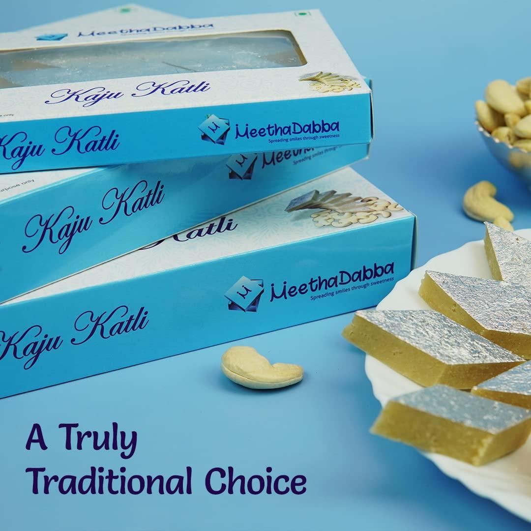 MEETHADABBA MeethaDabba Kaju Katli, Assorted Kaju Katri, Traditional Indian Sweets, Desi Mithai, 9 pcs, 100 grams