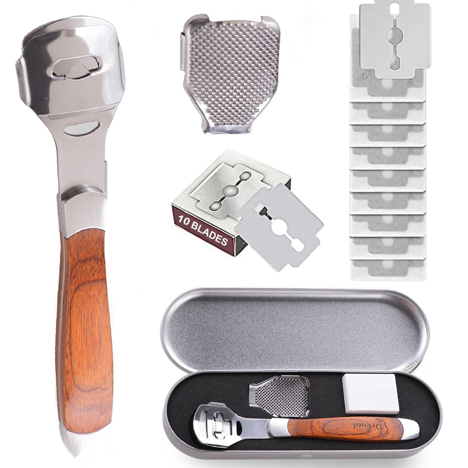 Dr Foot Dr Foot Pedicure Callus Remover | For Corn Shaver, Hard Dead Skin, Heel Skin Calluses Remover Filer| Wooden Handle with 10 Blades (Pack of 5)