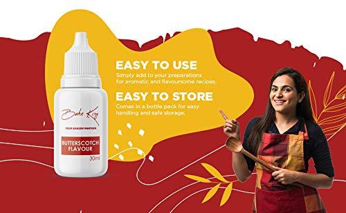 BAKE KING BAKE KING Butterscotch Flavour 30ML Essence for Baking Cakes, Jams, Jelies, Cookies, Ice Creams and Puddings Liquid Food Essence for Cake Making (Butterscotch Flavour 30ml)