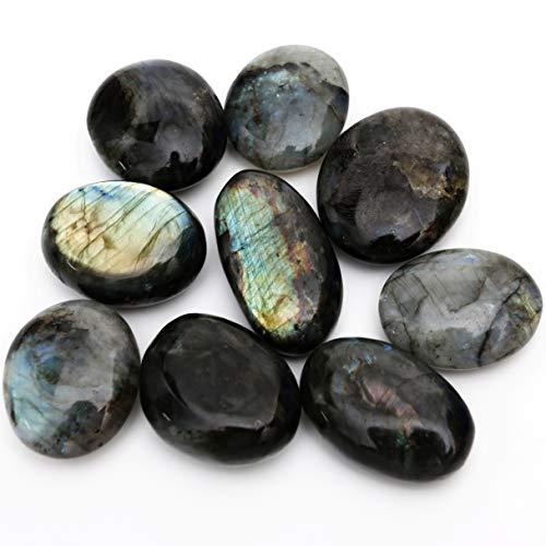 Nvzi Nvzi Natural Labradorite Crystal,yooperlite Stone, Palm Stone, SpectRolite Stone, Worry Stones for Anxiety, Lrregular Heart Reiki Chakra Healing Stone Home Decor, Healing Gemstone Worry Therapy