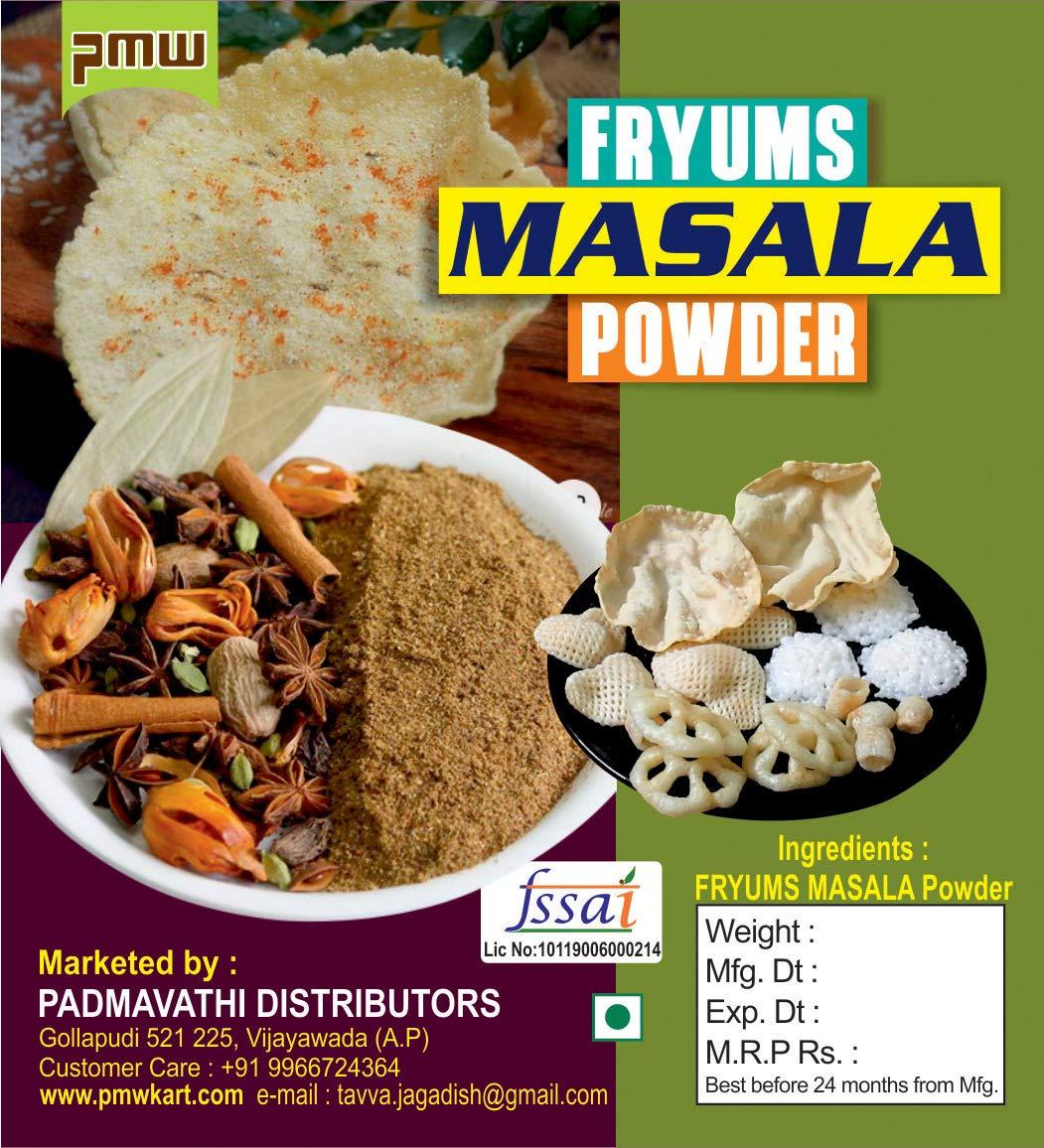 Pmw Pmw - Grade A Quality - Multi Coloured Lady Finger Shaped - Multi Coloured Fryums - Raw - Vadiyalu - 500 Grams - Free 15 Gram Fryums Masala Powder