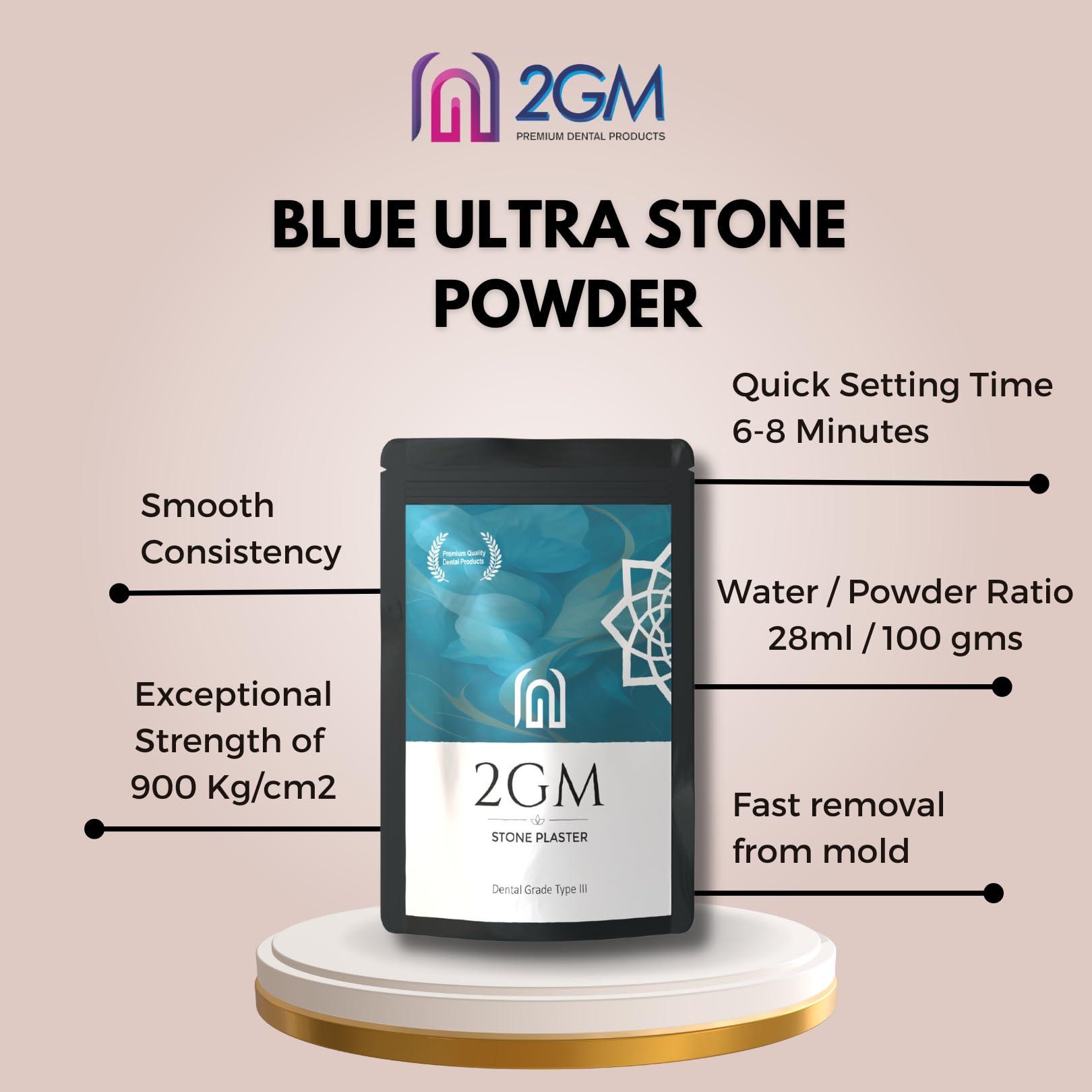 2GM 2GM Dental Blue Ultra Stone Powder for Prosthetic Teeth Making, Used for Study, Casting Models & Dentist Laboratory Operations, Idols Leg/Hand Casting, Gypsum Powders, Type III, Pack of 1 (3 Kg)
