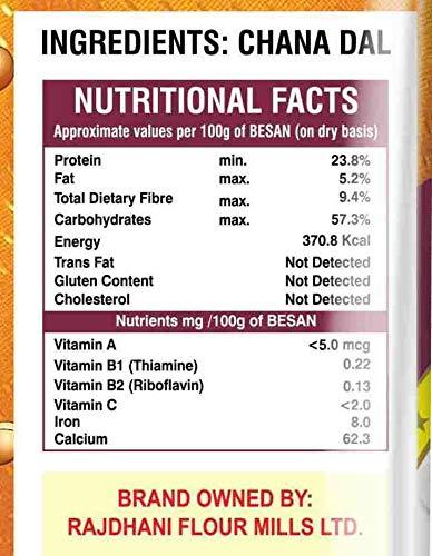 Rajdhani Rajdhani Chana Dal Besan 1 kg (Pack of 10) | 100% Chana Dal Besan | Organic Gluten Free Besan | |Rajdhani Organic Besan Flour - 100% Pure|