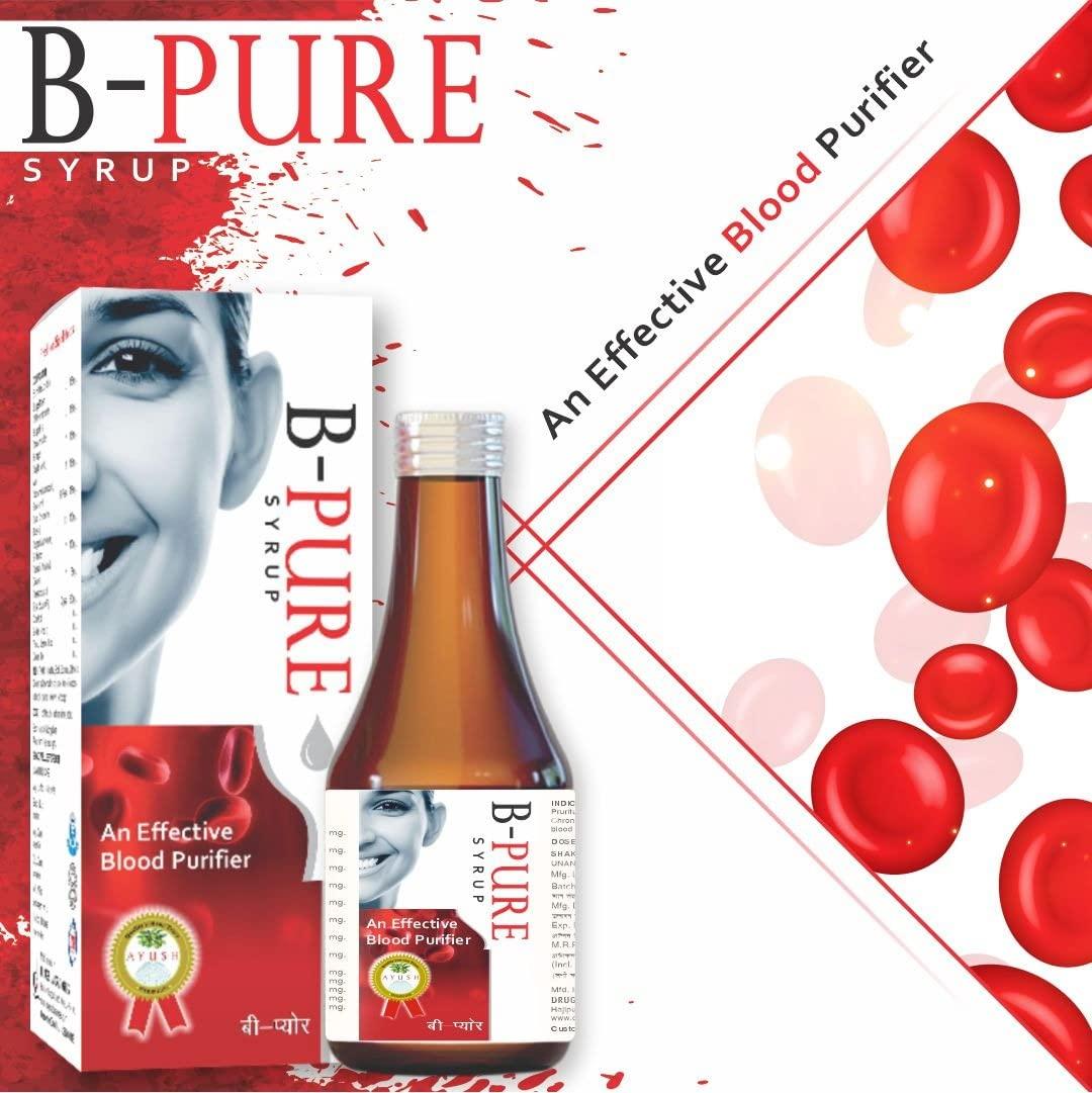 Drugs Laboratories Drugs Laboratories B.Pure Blood Purifier 450ml Syrup/Reduces Pimples and blemishes| Prevents Acne | Remove Allergy 100% Safe, Ayurvedic Formula for Glowing Pimple free skin