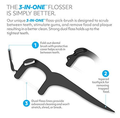 OOAK Ooak 3-in-one Flosser, 5 Packs of 7pcs Pack - Black