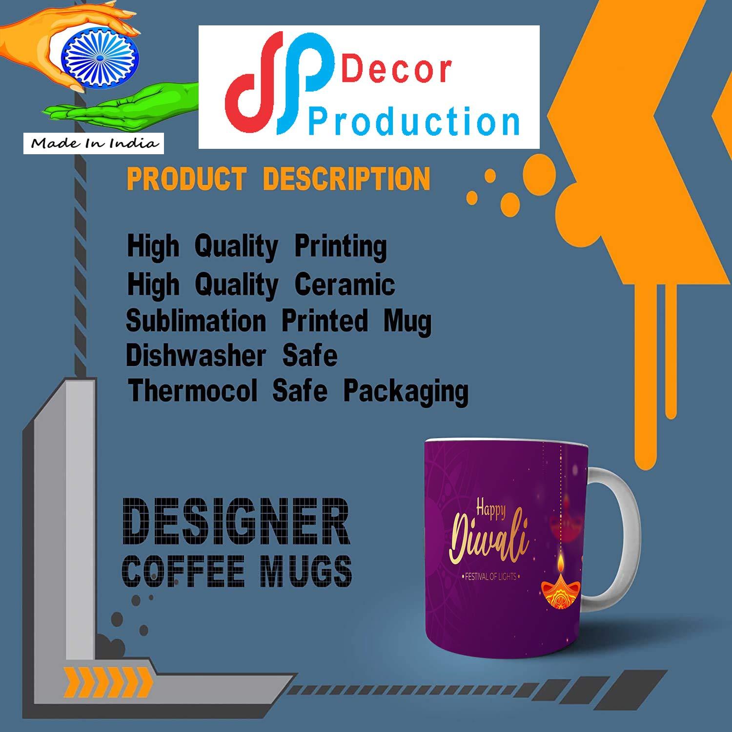 Decor Production DECOR PRODUCTION Diwali Theme Based Printed Ceramic Coffee Mug (330 ml) Deepawali Gift for Family, Friends, Co-Workers.(Diwali_Mug_pt2_7)