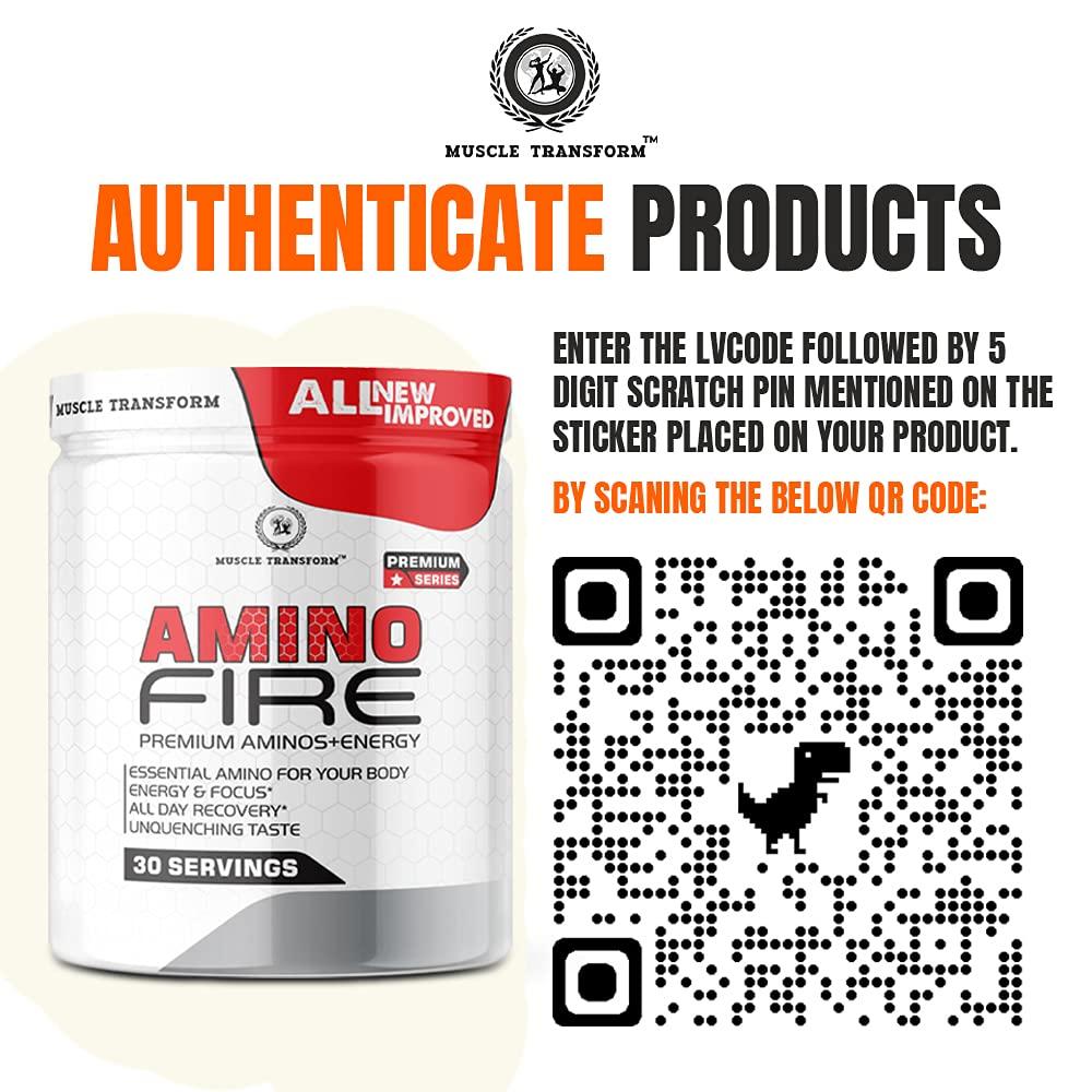 MUSCLE TRANSFORM Muscle Transform Amino Fire Advanced BCAA Supplement with Glutamine - Pre/Post Workout & Intra Workout Supplement | Muscle Recovery Drink with Amino Acids | Muscle Protein Synthesis - Lean Muscle - Improved Performance - Hydration for Men & Women [30