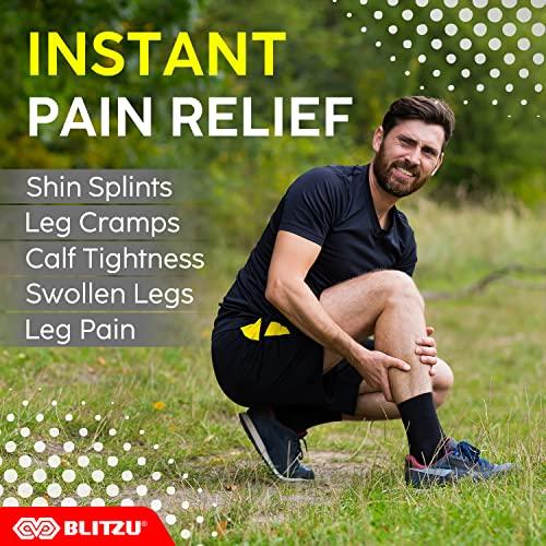 BLITZU BLITZU Calf Compression Sleeve Leg Performance Support Shin Splint & Calf Pain Relief. Men Women Runners Guards Sleeves Running. Improves Circulation Recovery
