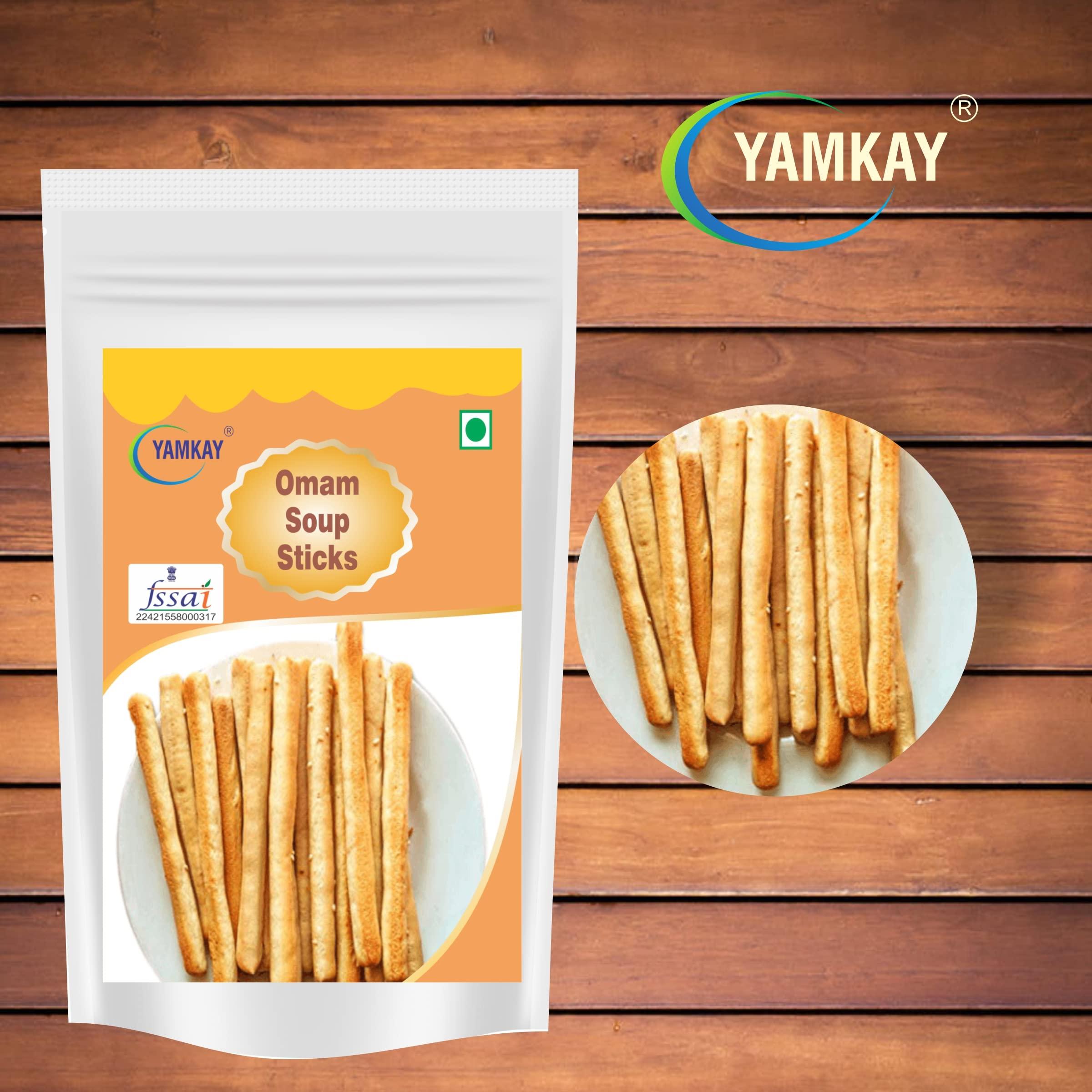 YAMKAY Yamkay Omam Jeera Soup Sticks Tasty & Healthy Perfect Nutritious Snack | Organic Baby Teething Sticks | Traditional Omam Bread Sticks | Whole Wheat Ajwain and Ragi Sesame | Tasty and Healthy | Preservative-free & No Maida 100 GM