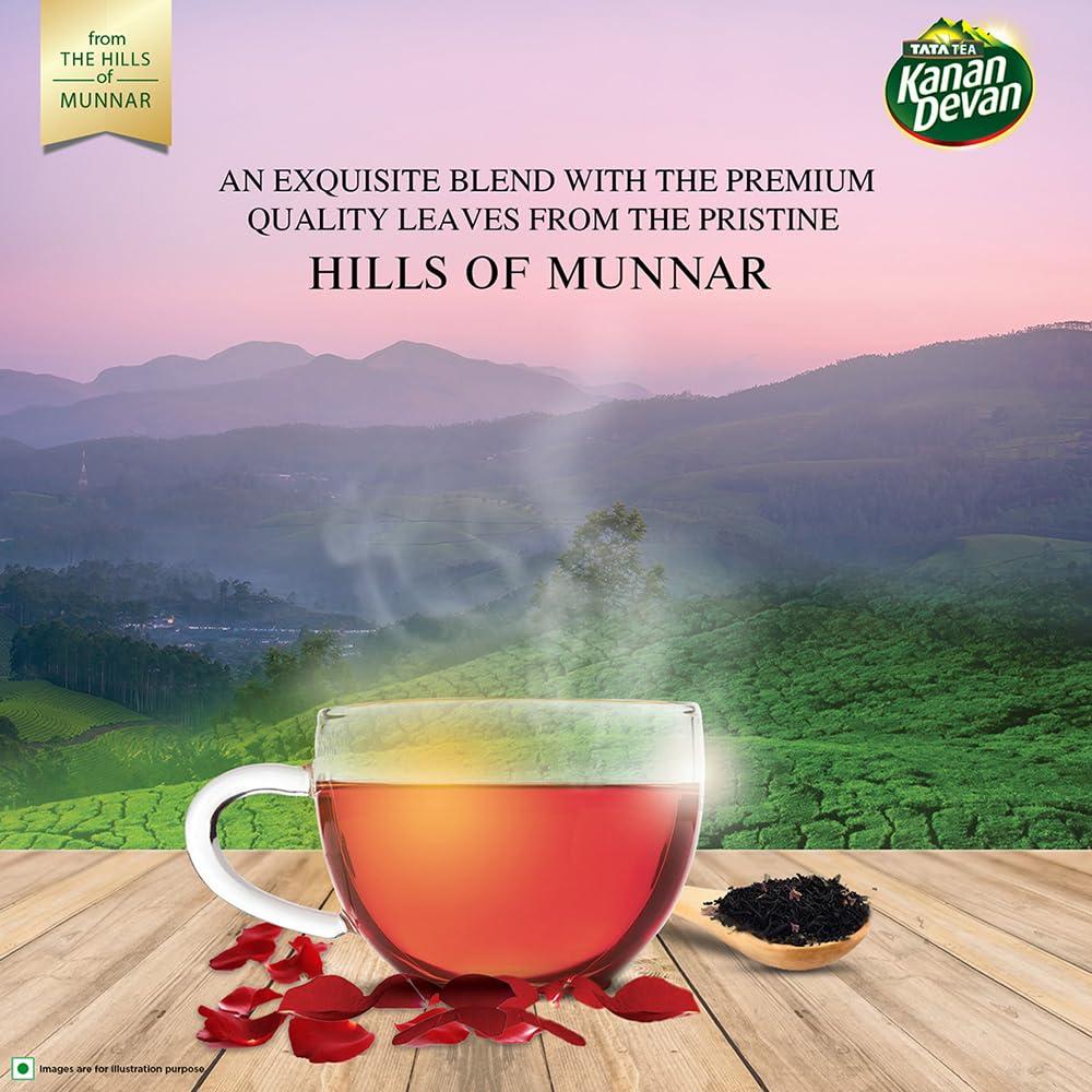Kanan Devan Kanan Devan Tata Tea, Premium Black Tea, With Natural Rose Petals, From The Hills Of Munnar, Flavoured Tea, 125G - Granule