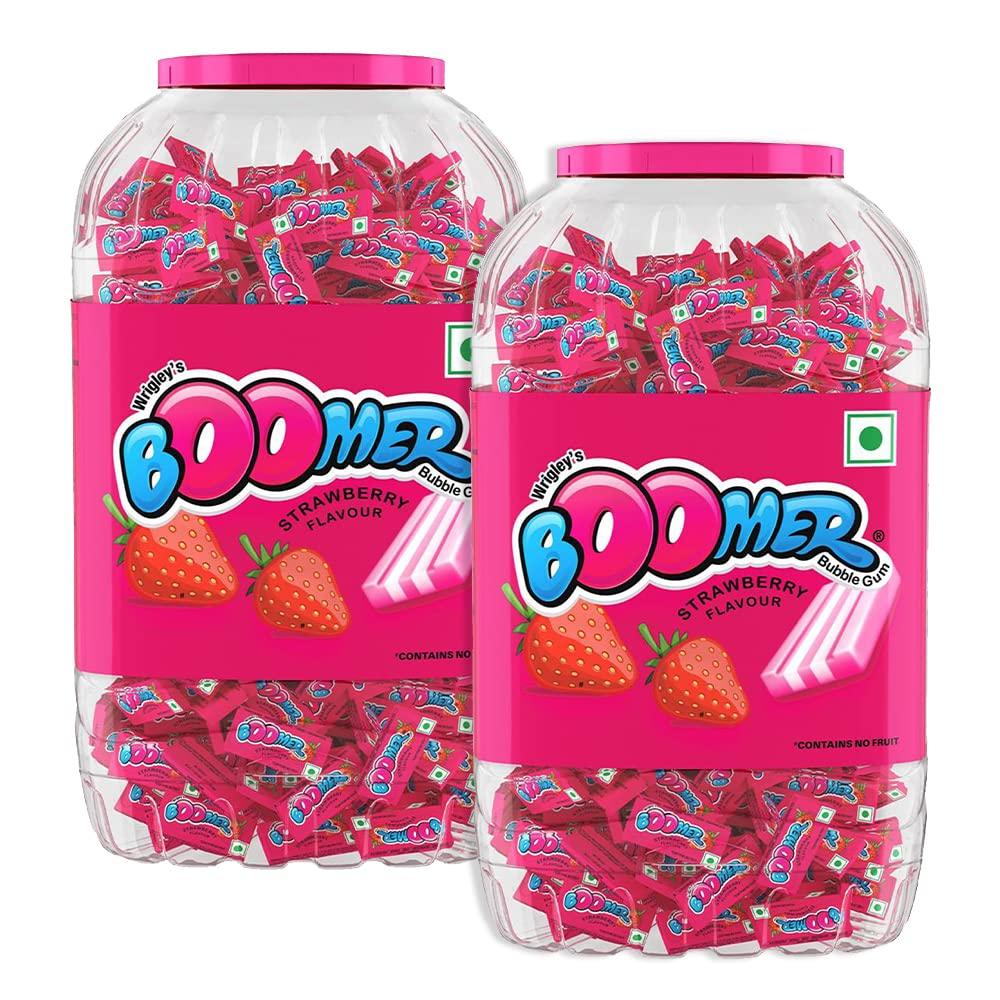 BOOMER Boomer Wrigley Super Bubble Gum, Strawberry Flavoured (460 Pcs) (Pink)