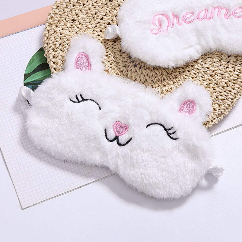 Let Party 2 Pack Cute Animal Sleep Mask for Girls Cute Cartoon Fox Alpaca Soft Plush Blindfold Sleep Masks Eye Cover for Women Girls Travel Nap Night Sleeping