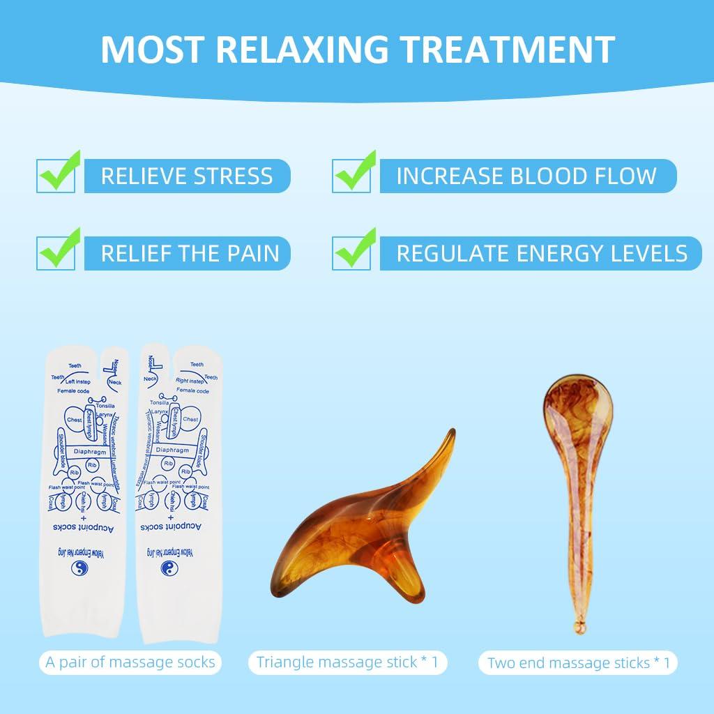 HANNEA HANNEA Reflexology Socks with Amber Acupuncture Point Massage Stick Reflexology Ankle Socks for Trigger Point Massage Women Therapeutic Socks for Relaxation