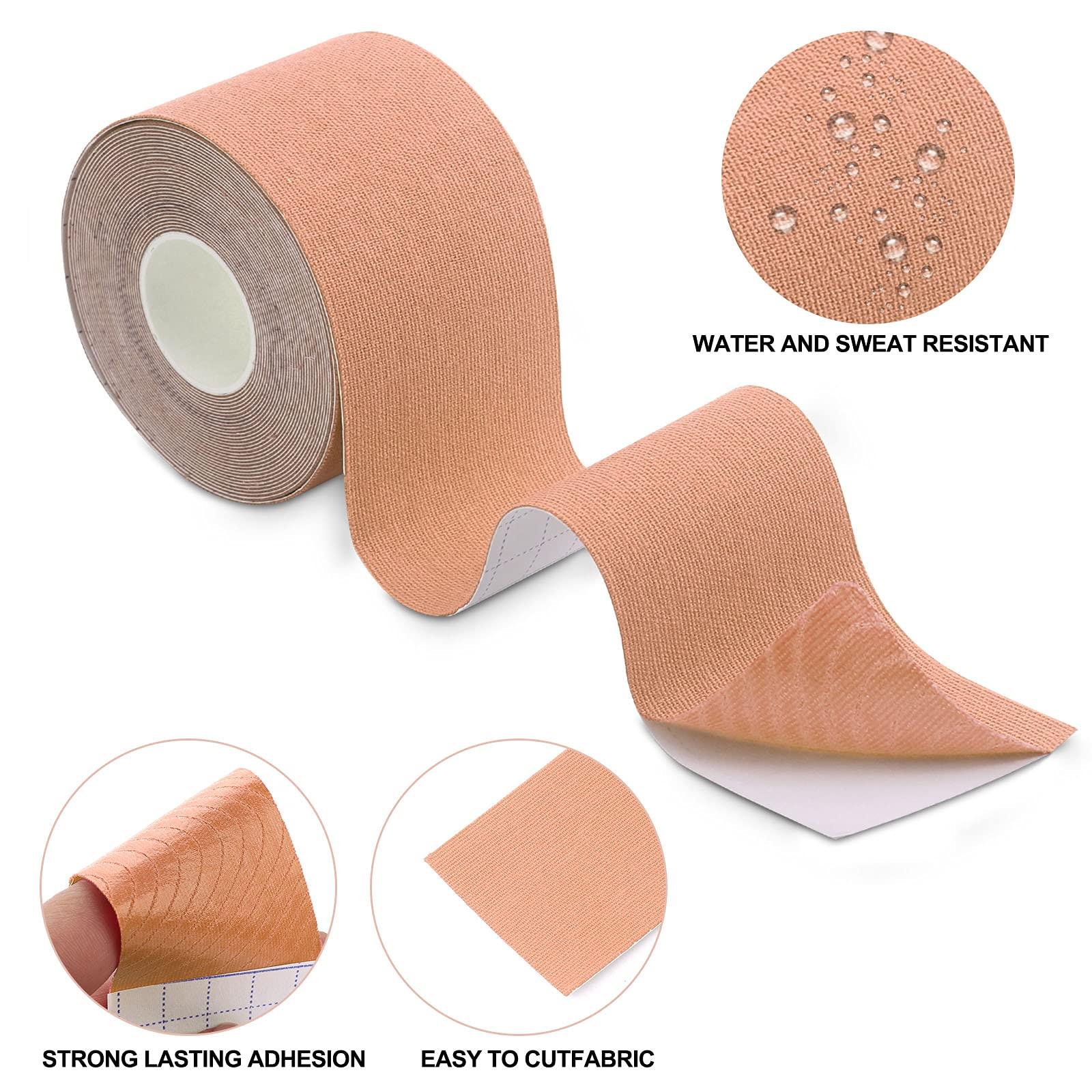 FOU Kinesiology Tape (3 Uncut Roll) Kinetic Tape 16.4 ft Waterproof Athletic Sports Tape Physio Tape for Knees, Shoulder, Ankles, Elbow, Pain Relief,Joint Support (Beige)