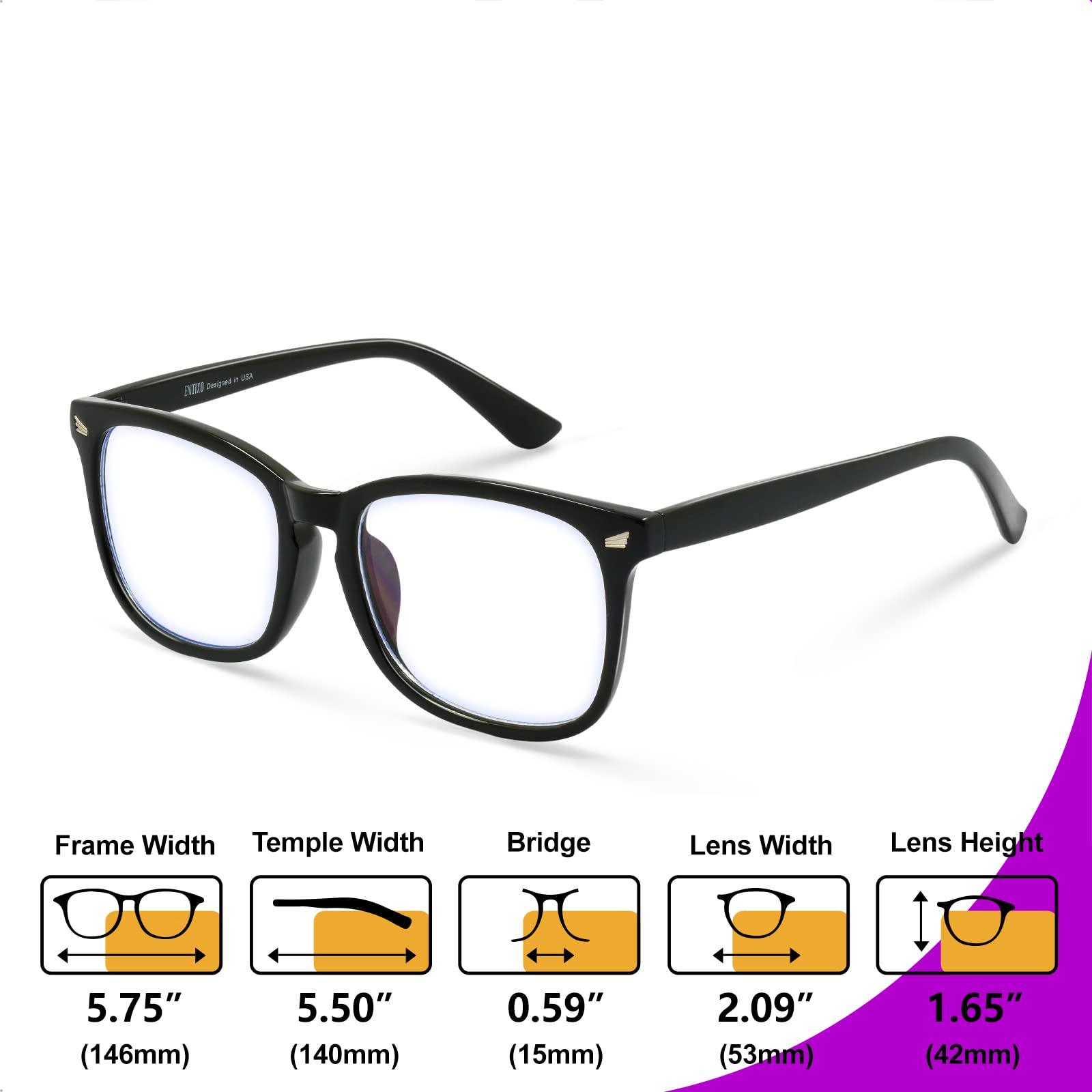 VISOONE Blue Light Blocking Glasses Square with Anti Computer Glare for Gaming Reading Women and Men, Black, Large