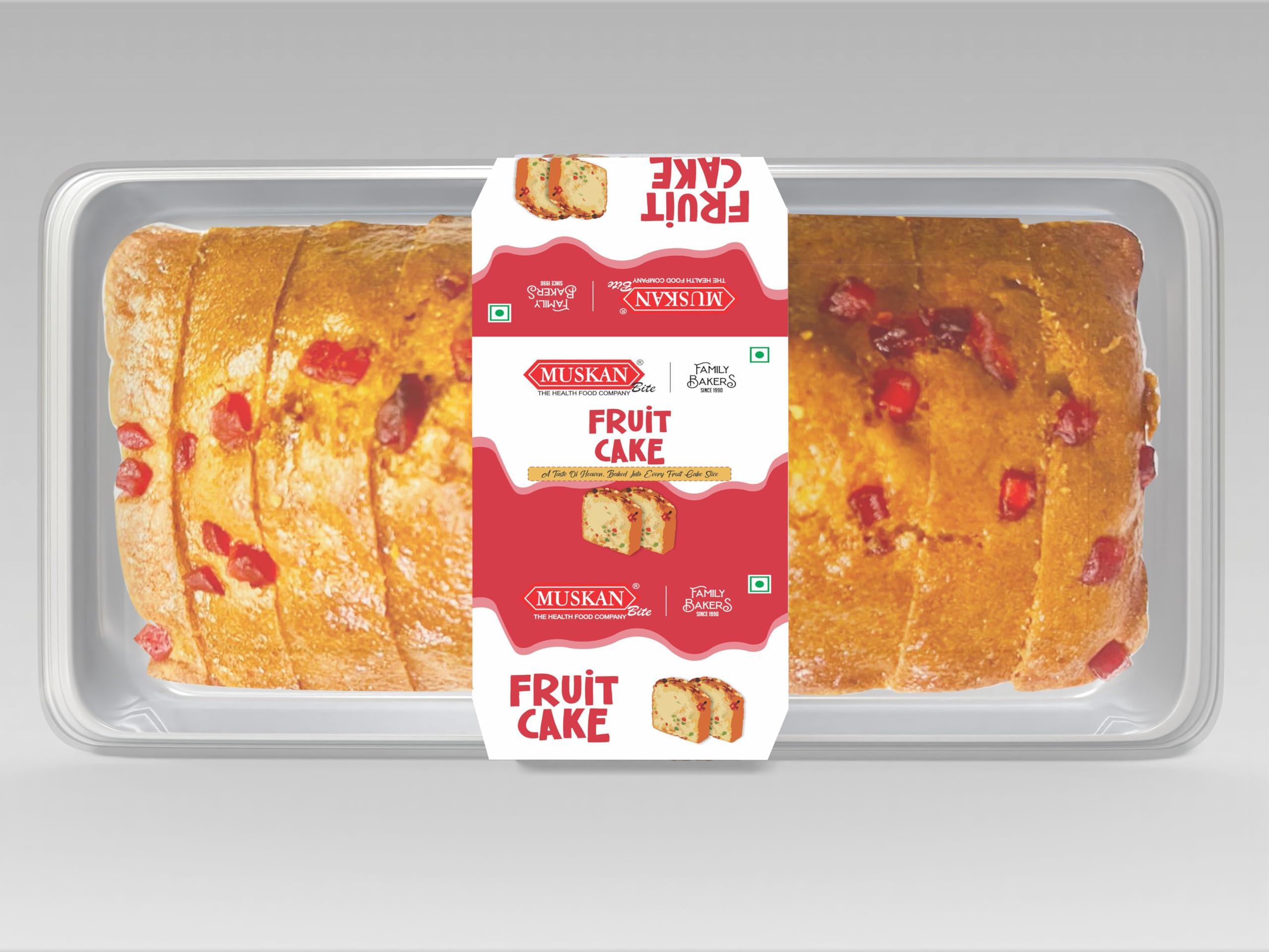 MUSKAN MUSKAN Fruit Cake | Handcrafted Sweet and Delicious Taste and Mouth Melt With Cherry Cake Taste children\'s favorite Fruit Cake freshly pekad 100% Vegetarian [Pack of 5] 200g each