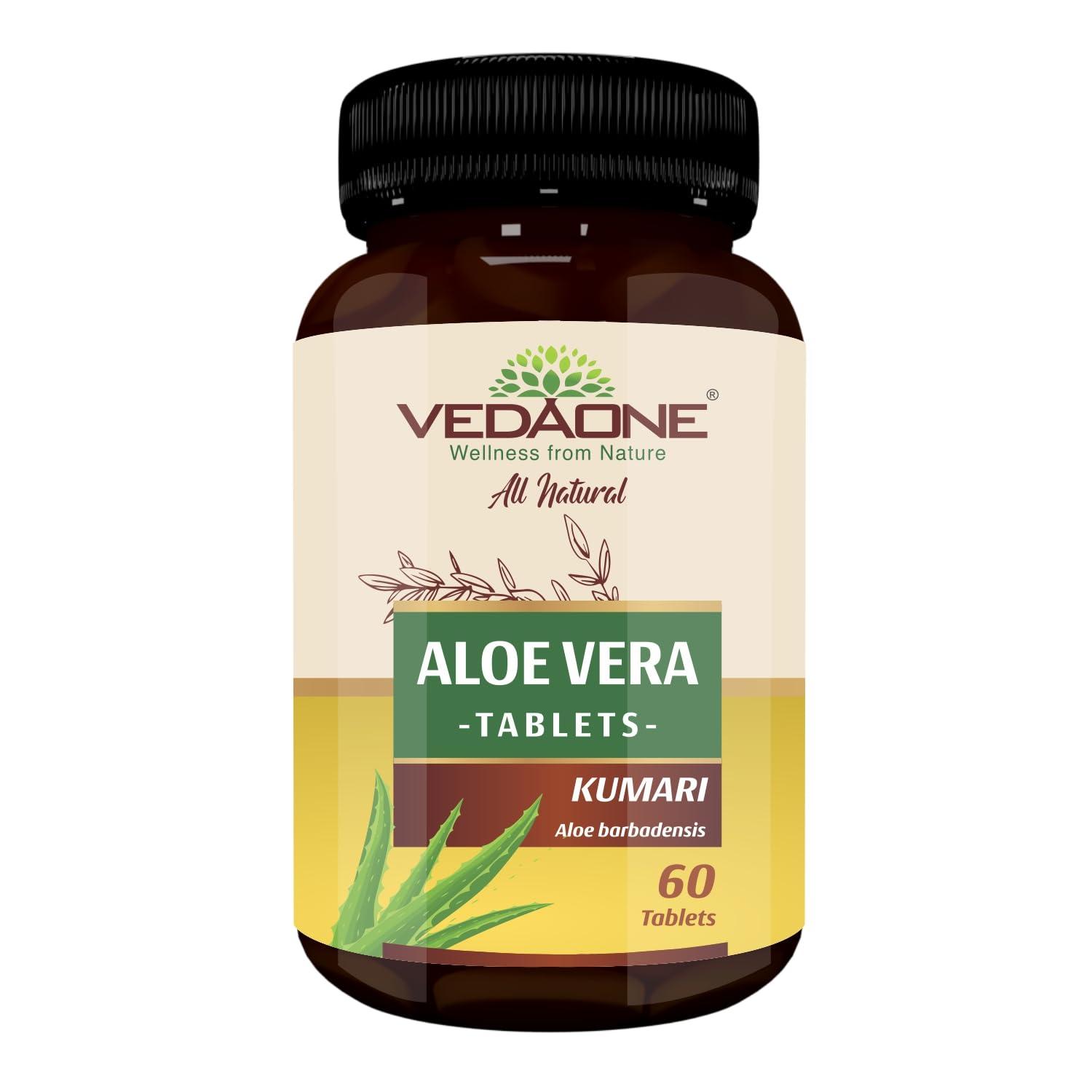 VEDAONE Vedaone Aloe Vera Tablets as Herbal Supplements - 100% Pure Organic Aloe Vera Extract 750mg 60 Tablets (Pack of 2)