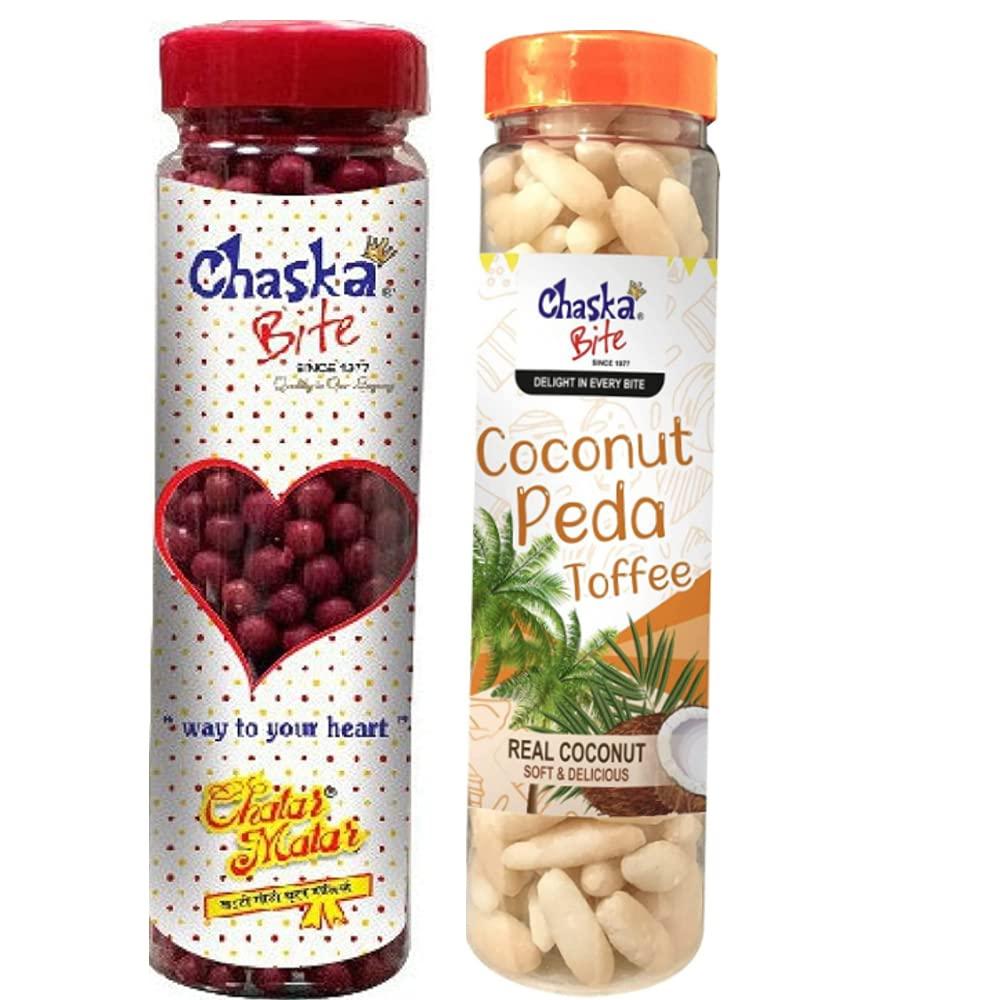 CHASKA BITE Chaska Bite Candies Khatti Meethi Chatpati Goli 250 gm Coconut Peda Soft & Chewy Toffee Real Coconut Peda Toffee Coconut Candy Coconut Milk Toffee | Coconut Peda (200 G)