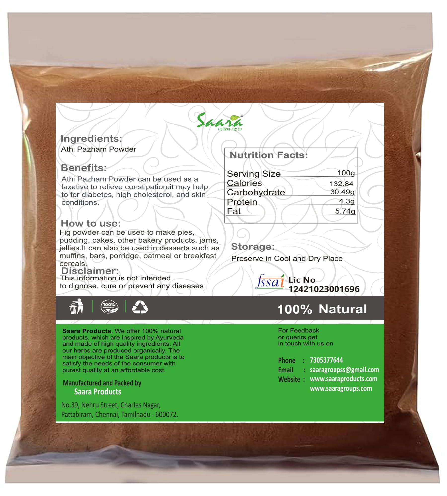 SAARA Saara HERBAL FRESH Athi Pazham Powder,100g, Anjeer Powder, Fig Fruit, Ficus Carica, Aththi Chakka, Anjeer Pandu Powder,(pack of 1 x 100g)